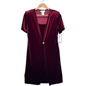 Vintage 90s Sears Alesia International Red Velvet Dress Women’s Size 11/12 NWT